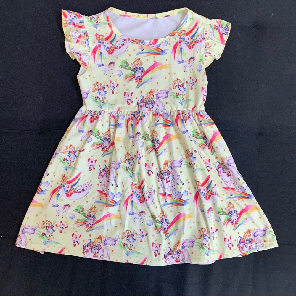 Colorful Rainbow Brite Print Kids Dress